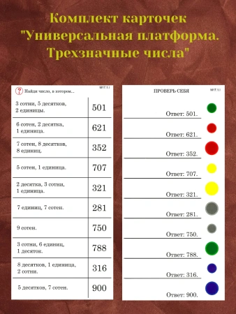 Комплект карточек «Универсальная платформа. Сложение и вычитание в пределах 20» (10 шт.) 
